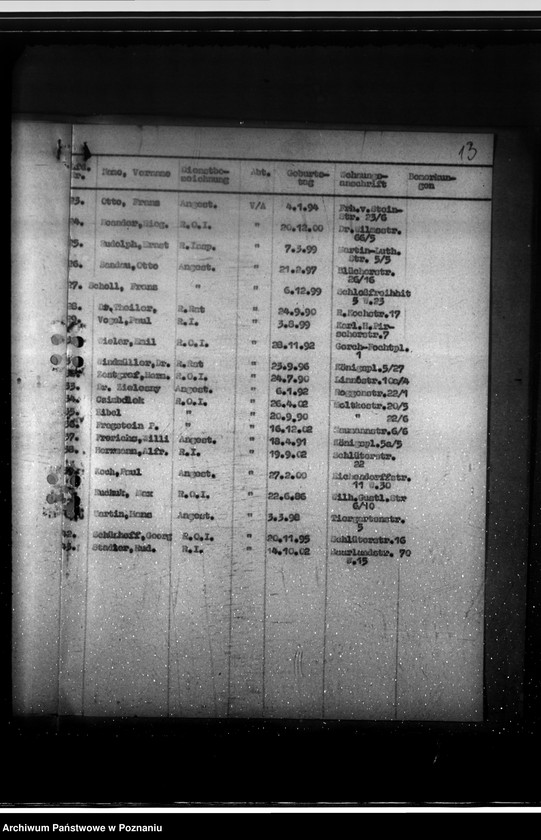 Obraz 17 z jednostki "Nachweisung der Gefolgschaftsmitglieder für den Nachtdienst"