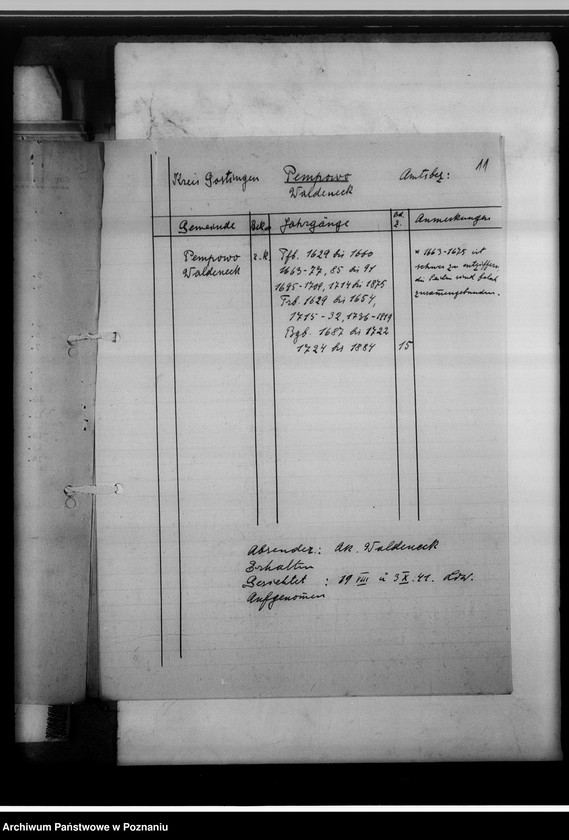 Obraz 15 z jednostki "Einziehungsprotokolle [ksiąg kościelnych]. Bestand der Kirchenbücher der katholischen Gemeinde Neipe [Niepart] und Berghausen [Wola], Kreis Gostingen [powiat gostyński]"