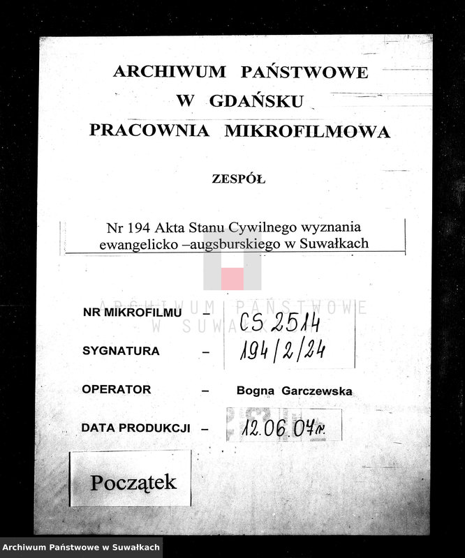 Obraz 1 z jednostki "[Dokumenty do akt małżeństw wyznania ewangelicko-augsburskiego zboru w Suwałkach]"