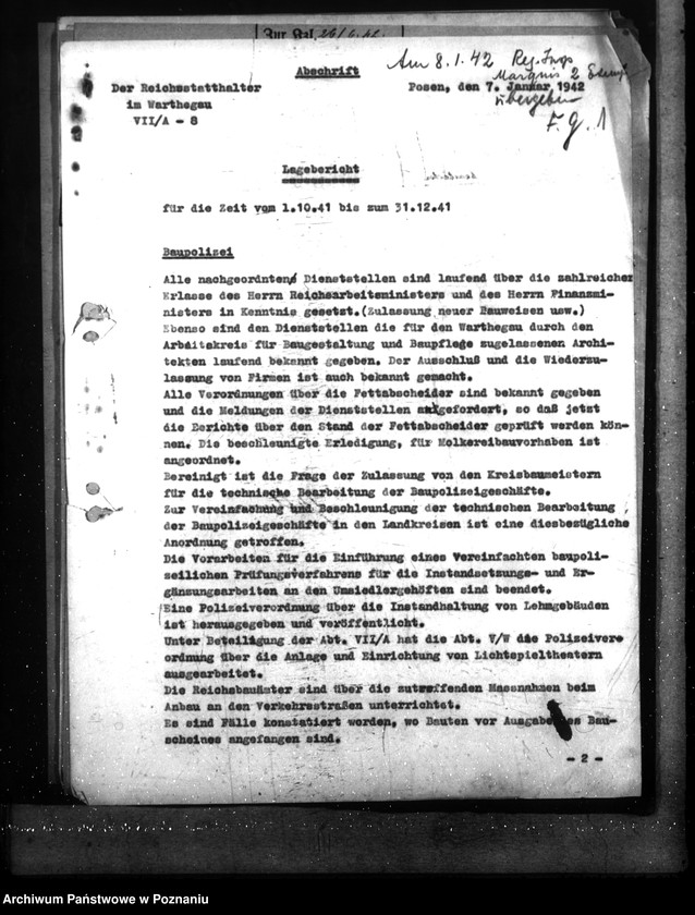 Obraz 5 z jednostki "Sprawozdania sytuacyjne wydziału budowlanego"