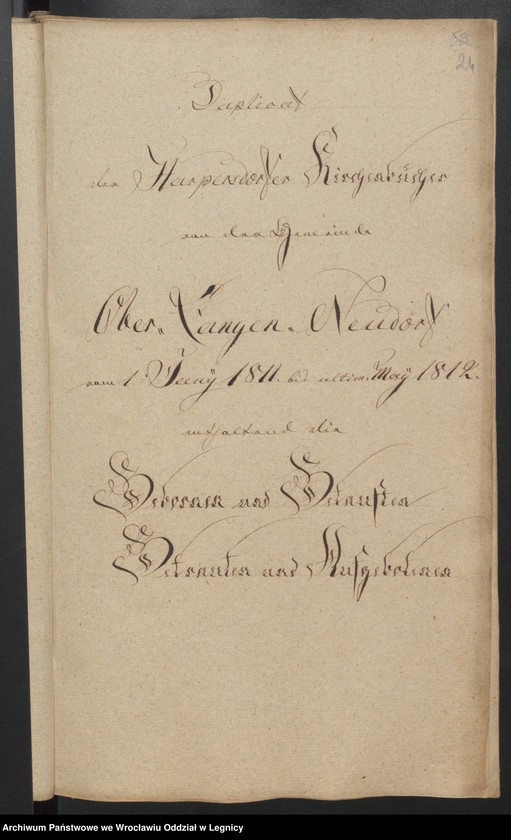 image.from.unit.number "Duplicat der Harpersdorfer Kirchenbücher von der Gemeinde Ober Harpersdorf Langen Neudorf"