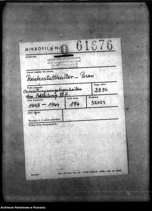 Obraz 2 z jednostki "Verwaltungsangelegenheiten der Abteilung VII A."