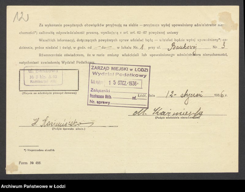 image.from.unit.number "Księga inwentarzowa nieruchomości m. Łodzi ul. Bankowa"