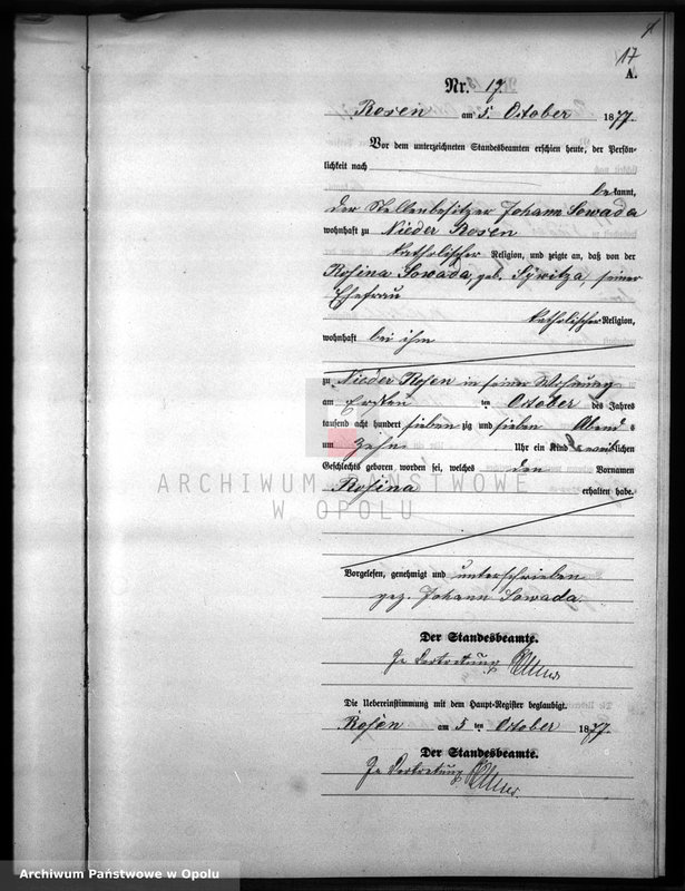 image.from.unit.number "Geburts-Neben-Register Standesamts Rosen pro 1877"