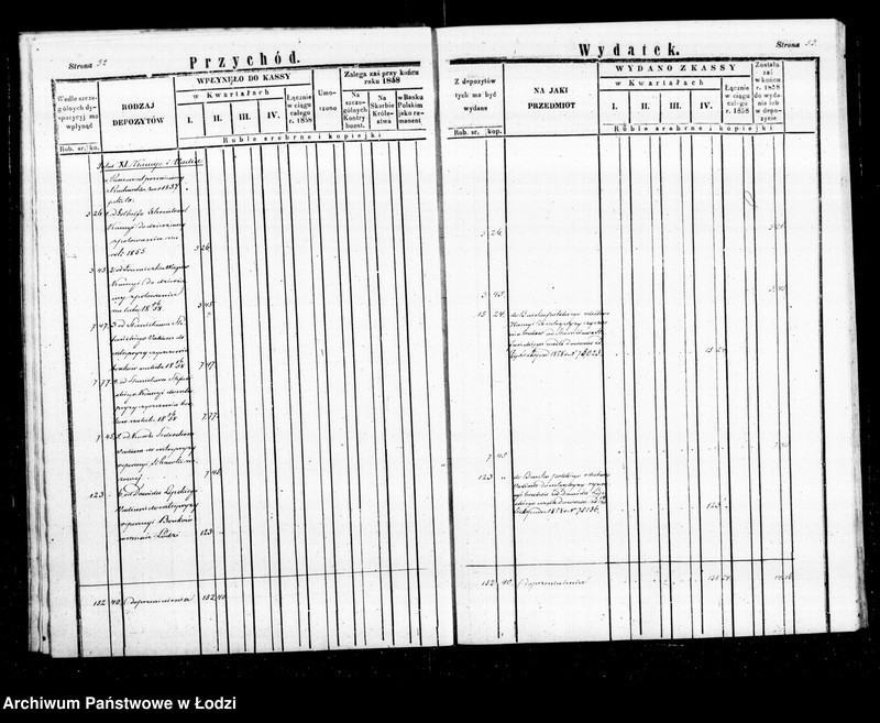 Obraz 18 z jednostki "Regestr przychodu i wydatku funduszów przechodnich i depozytowych kasy ekonomicznej m. Łodzi na r. 1858"