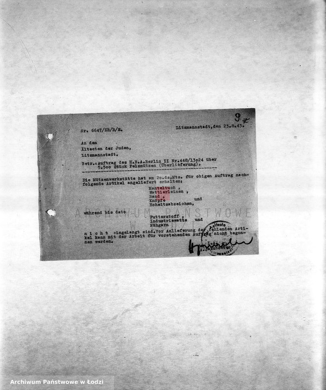 Obraz 12 z jednostki "Arbeitsressort M-P [Niemieckie zamówienia skierowane do resortów pracy, produkcja, zapotrzebowania materiałów do produkcji]"