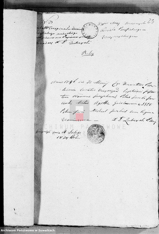 image.from.unit.number "Anexa Urzędnika Stanu Cywilnego Wieysieyskiej 1824 rok"