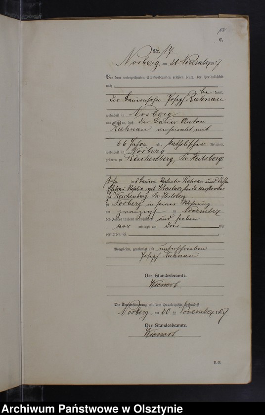 image.from.unit.number "Sterbe-Neben-Register Nr 1 - 19"