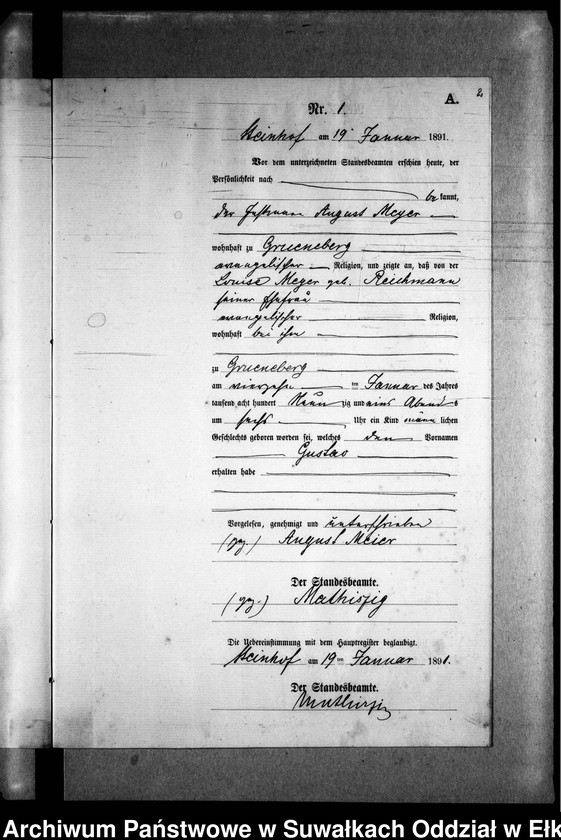 image.from.unit.number "Geburts-Neben-Register des Preussischen Standes-Amtes Gr. Strengeln Kreis Angerburg"