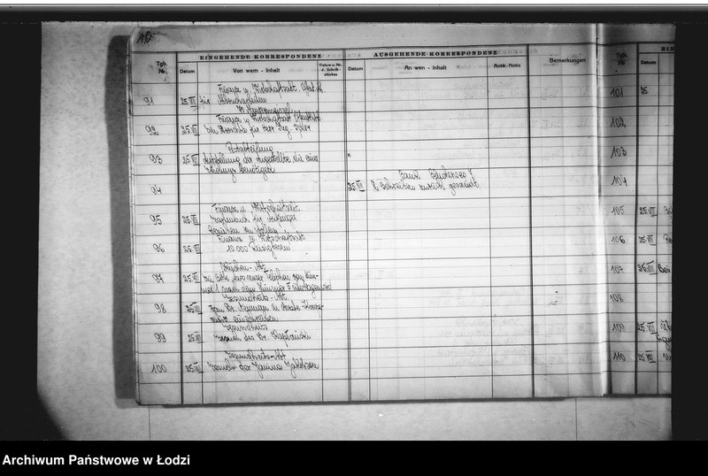 Obraz 15 z jednostki "Tagebuch [Dziennik przychodzącej i wychodzącej korespondencji]"