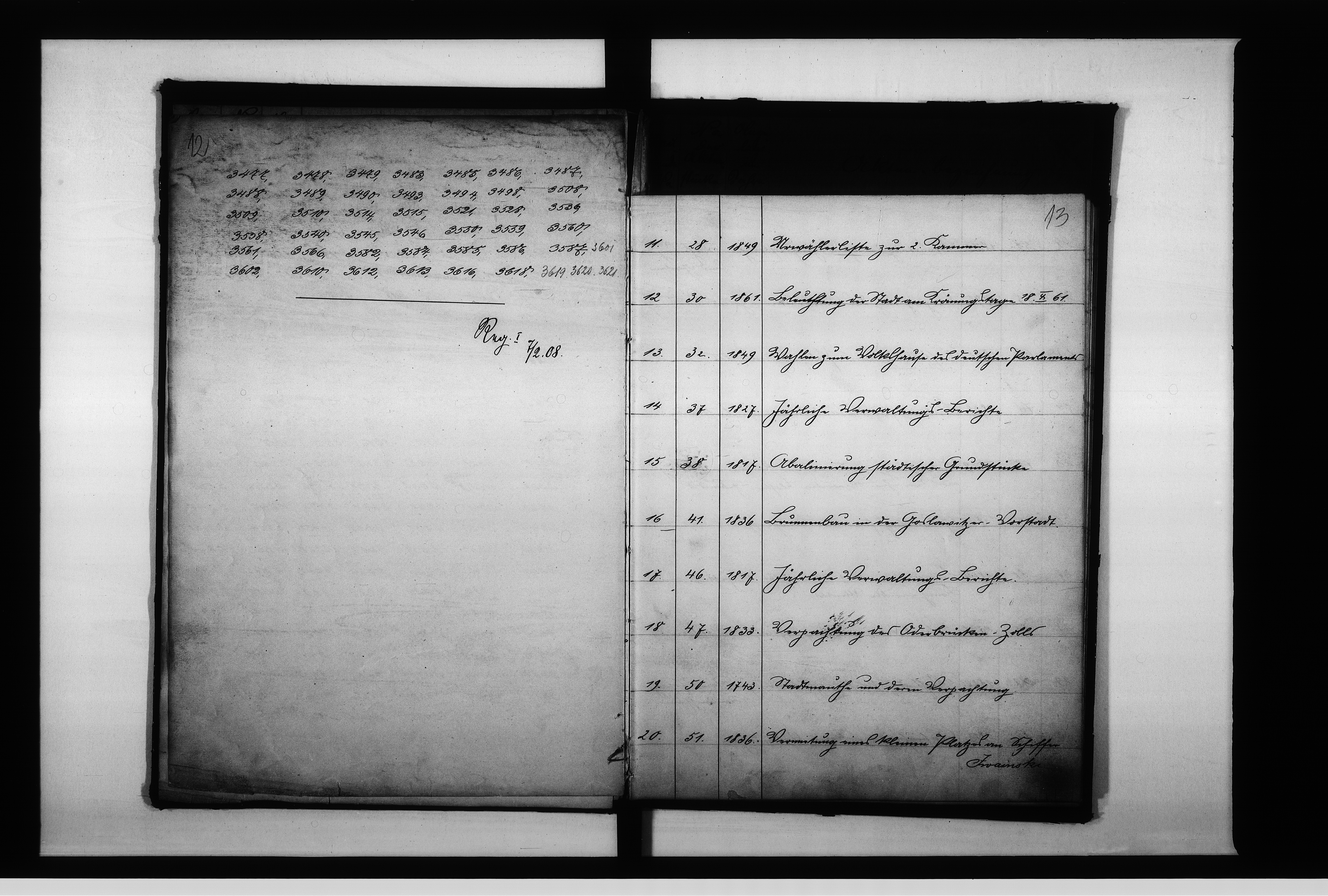 image.from.unit.number "Verzeichniss I über diejenigen Akten welche dem Staats Archiv Breslau übersandt worden sind"