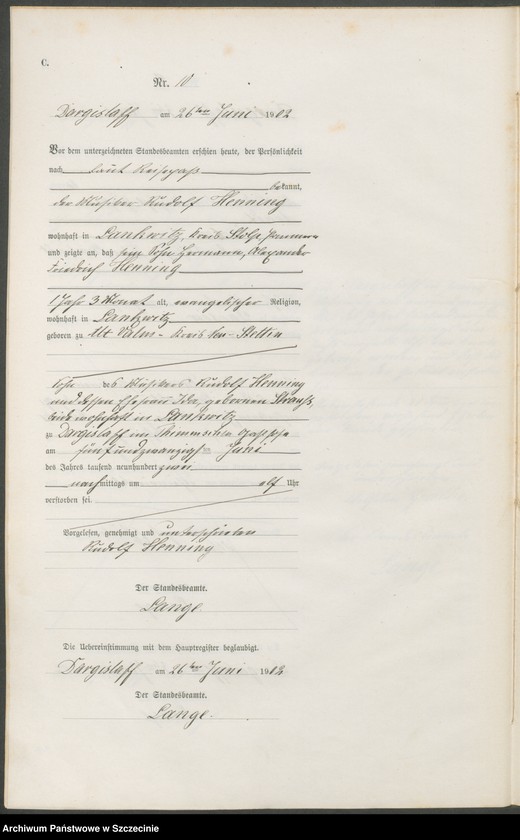 Obraz 13 z jednostki "Sterbe-Register (Neben-Register)"