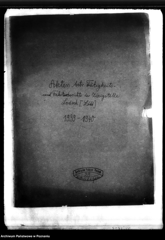 Obraz 3 z jednostki "Akten betr. Fätigkeits- und Fahrt berichte der Zweigrtelle Londreh (Łódź)"