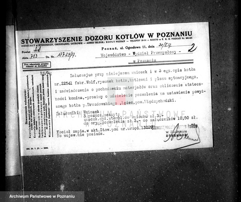 image.from.unit.number "Młyn parowy w Łężcu, pow. międzychodzki własność St. Drozdowski nr woj. kotła 6043"