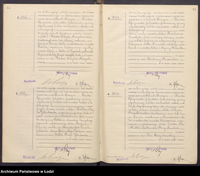 Obraz 10 z jednostki "Akta zgonów od numeru 1000 do numeru 1868"