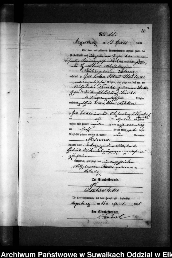 image.from.unit.number "Geburts-Neben-Register des Preussischen Standes-Amtes Kehlen Kreis Angerburg"