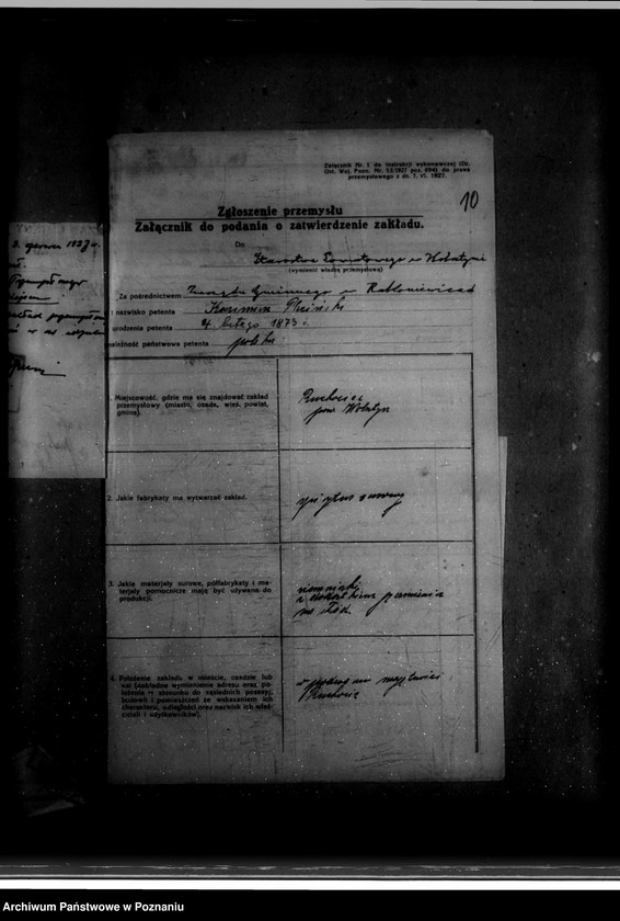 Obraz 14 z jednostki "Zatwierdzenie zakładu przemysłowego /odbudowa dachu gorzelni/ F. Plucińskiego w Ruchocicach powiat wolsztyński"