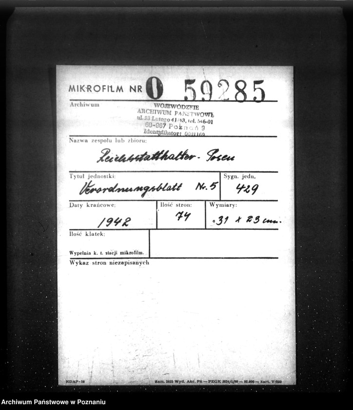 Obraz 2 z jednostki "Verordnungsblatt Nr. 5"