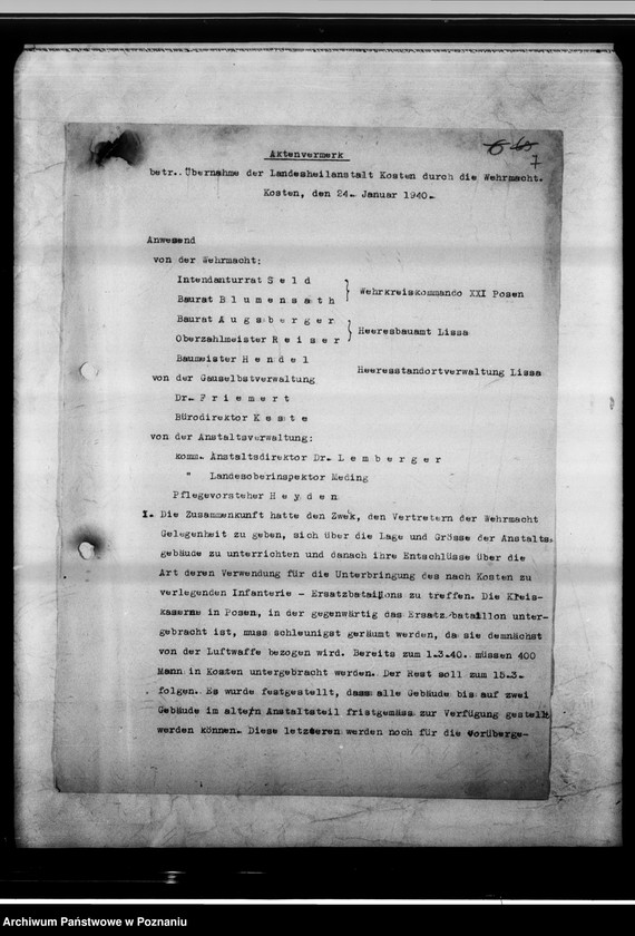 Obraz 12 z jednostki "Verhandlungen und Vertrag über die Vermietung an die Vermacht - Gauheilanstalt Kosten."