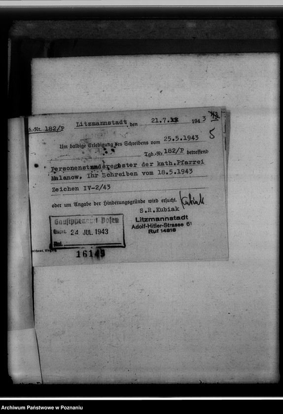 Obraz 9 z jednostki "[Korespondencja w sprawach poszukiwań genealogicznych]"