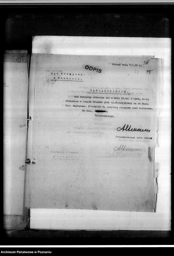 Obraz 20 z jednostki "Okręgowy Sąd Związkowy w Poznaniu"