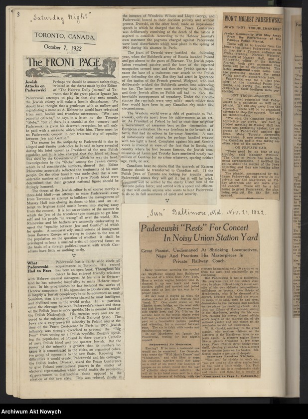image.from.unit.number "Wycinki prasowe dotyczące tournée i koncertów w Stanach Zjednoczonych, Francji i Anglii oraz działalności politycznej i biografii"
