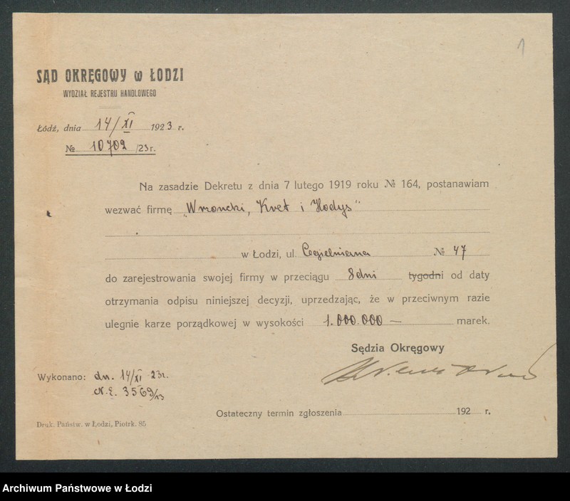 Obraz 3 z jednostki "Wrzonecki, Kret i Hodys- handel manufakturą"