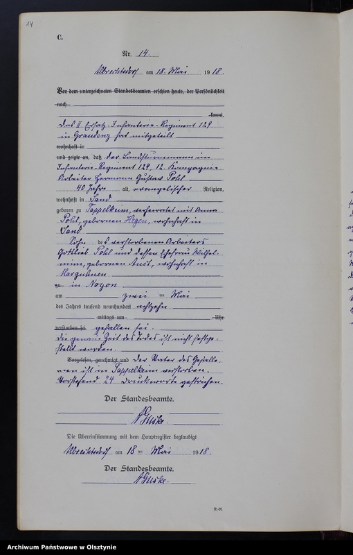 Obraz 16 z jednostki "Sterbe-Neben-Register Nr 1 - 32 [ Księga zgonów - wtóropis ]"