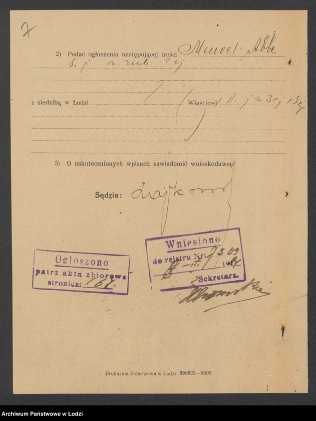 Obraz 9 z jednostki "Mendel Abbe vel Abowicz- sprzedaż manufaktury"