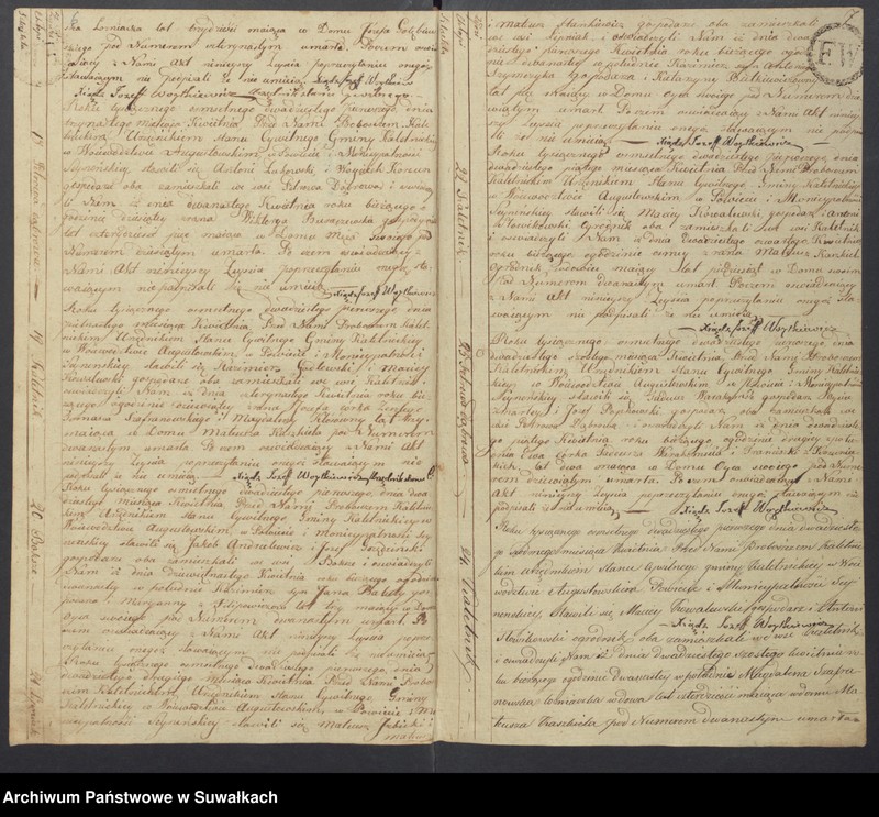 Obraz 6 z jednostki "Akta Zeyscia Stanu Cywilnego Gminy Kaletnickiey, od 1-go Stycznia 1821 do dnia ostatniego Grudnia tegoż Roku"