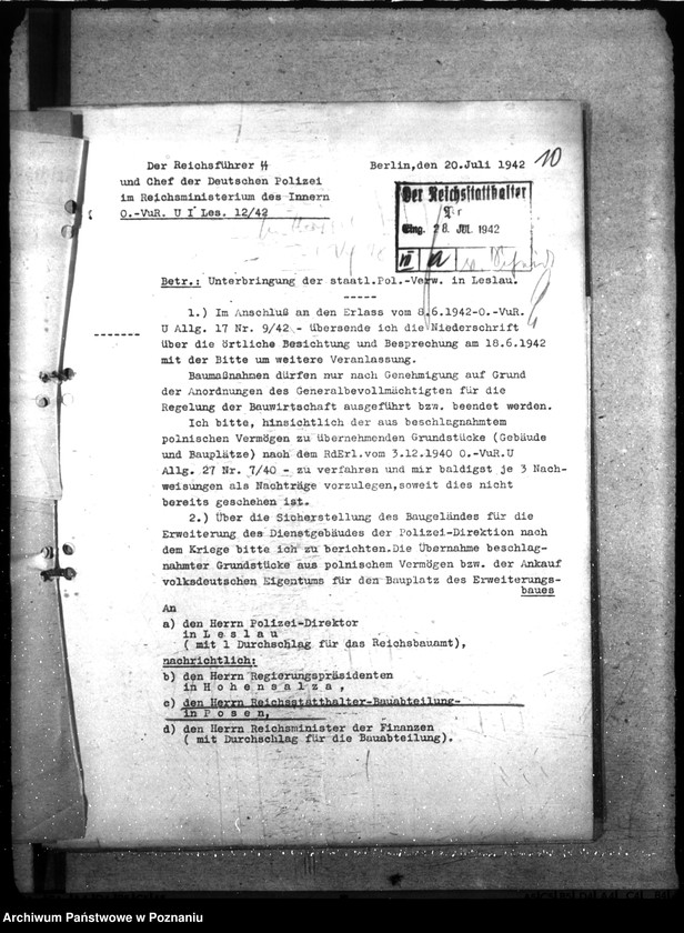 Obraz 15 z jednostki "Polizeikaserne in Leslau. Wohungen für Polizeiangehörigen in Leslau. Polizeigefängnis in Leslau"