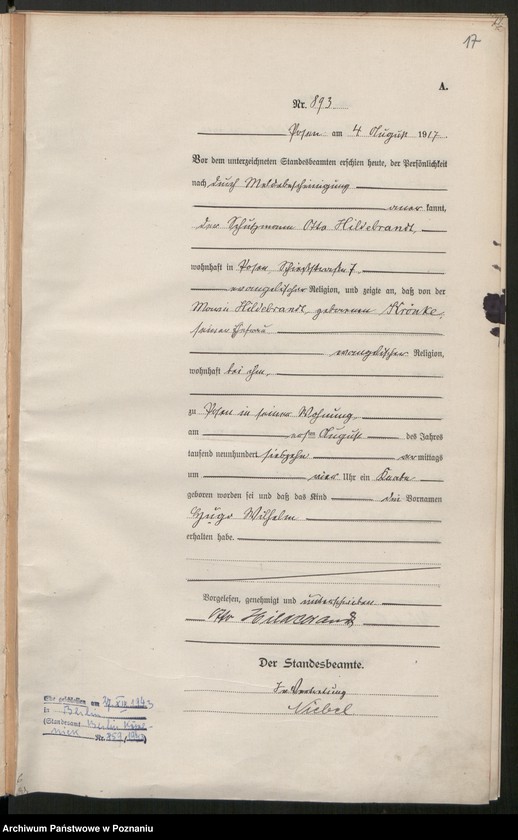 Obraz 19 z jednostki "Księga miejscowa urodzeń tom III [Rejestr główny urodzeń]"