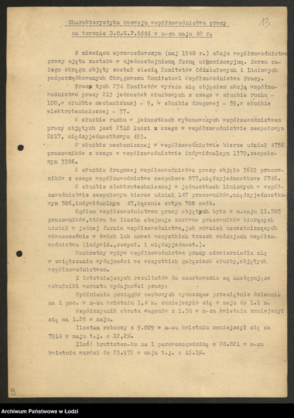 Obraz 14 z jednostki "Dyrekcja Okręgowa Kolei Państwowych - sprawozdania z rozwoju współzawodnictwa pracy"