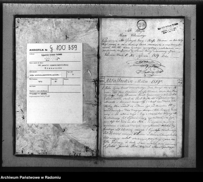 image.from.unit.number "Księga akt cywilnych gminy Głowaczew na rok 1819"