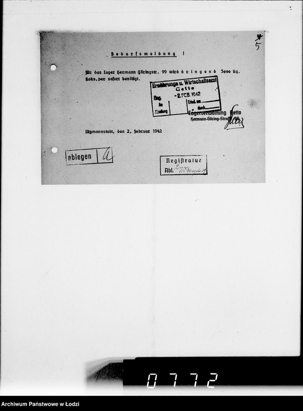 Obraz 11 z jednostki "Lager Hermann-Gör.Str.39.Herr Straube. [Korespondencja w sparwie wydania i przyjęcia towarów]"
