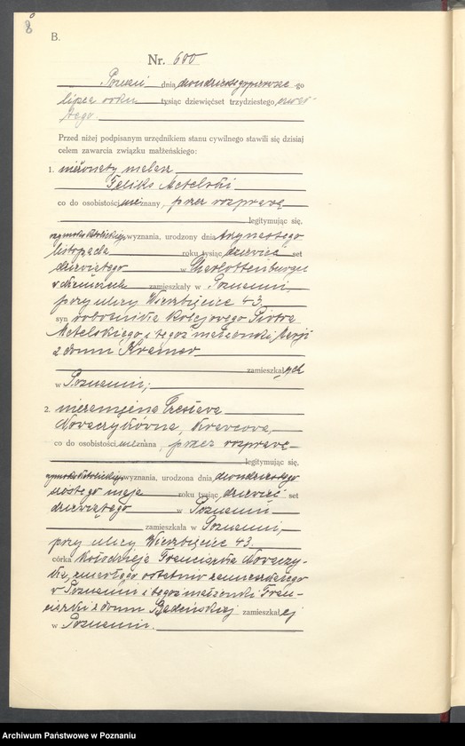 Obraz 10 z jednostki "Księga miejscowa małżeństw tom III [Rejestr główny małżeństw]"