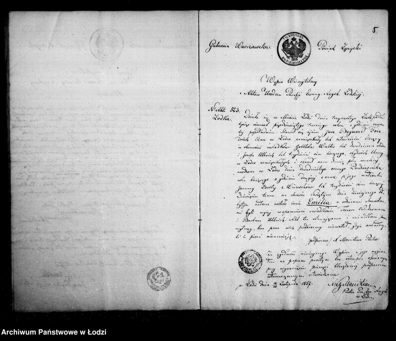 Obraz 8 z jednostki "Akta tyczące się ustanowienia opieki nad nieletnimi po zmarłym Janie Frydrychu t. j. Amalią, Emilią i Robertem rodzeństwem Frydrych"