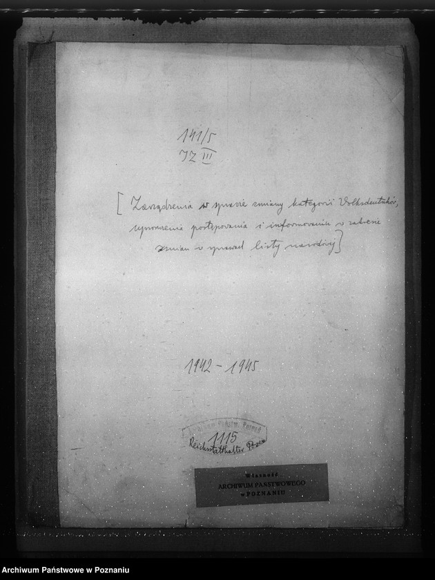 Obraz 4 z jednostki "Zarządzenia w sprawie zmiany kategorii Volksdeutschów, uproszczenia postępowania i informowania w zakresie zmian w sprawach listy narodowej"