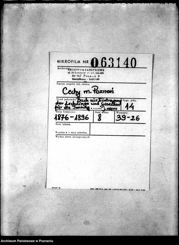 Obraz 2 z jednostki "Buch zur Eintragung der Lehrlinge und Gesellen für die Innung des Böttchergewerks."