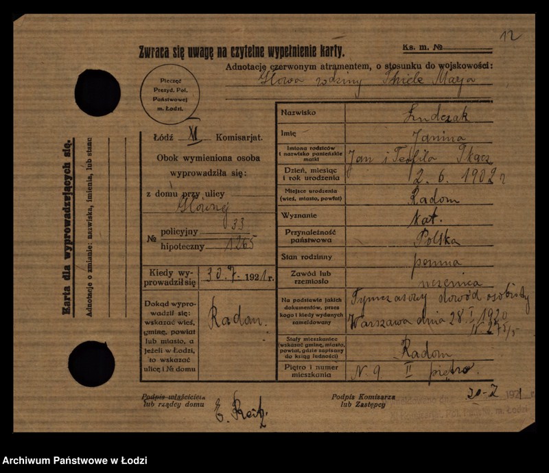 Obraz 14 z jednostki "[Spis ludności Łodzi] Luda - Łukańska"