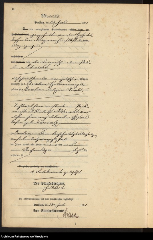 image.from.unit.number "Sterbe-Neben-Register Breslau I 1891 Band 6 "