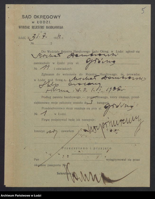 Obraz 7 z jednostki "Michal Dombrowski- sklep spożywczy, kolonialny i owocowy"