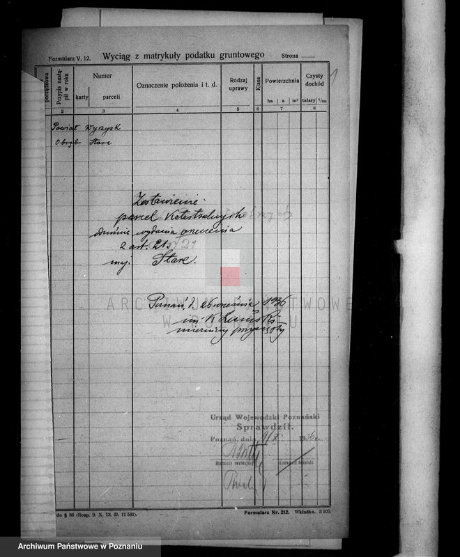 Obraz 5 z jednostki "Zestawienie parcel katastralnych majątku Stare powiatu wyrzyskiego"