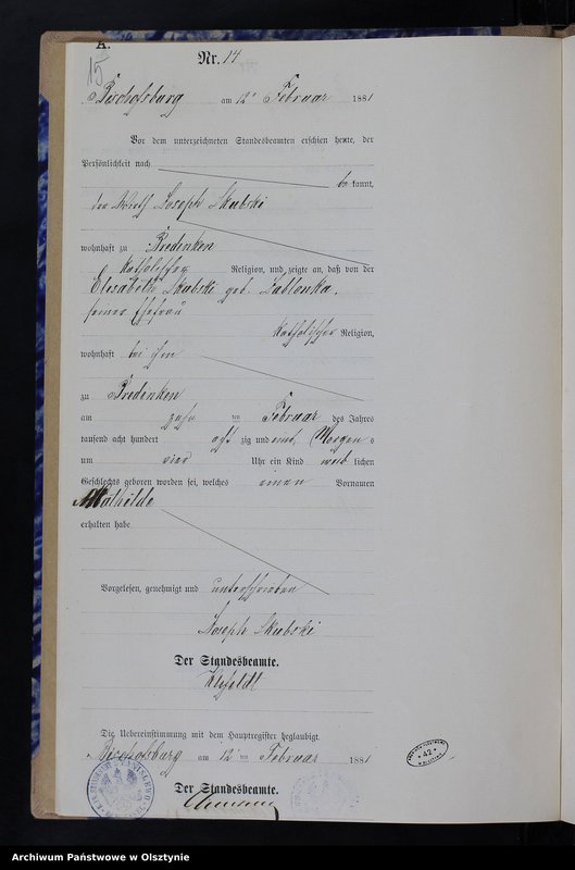 image.from.team "Urząd Stanu Cywilnego w Stanclewie pow. biskupiecki (dawny pow. reszelski)"
