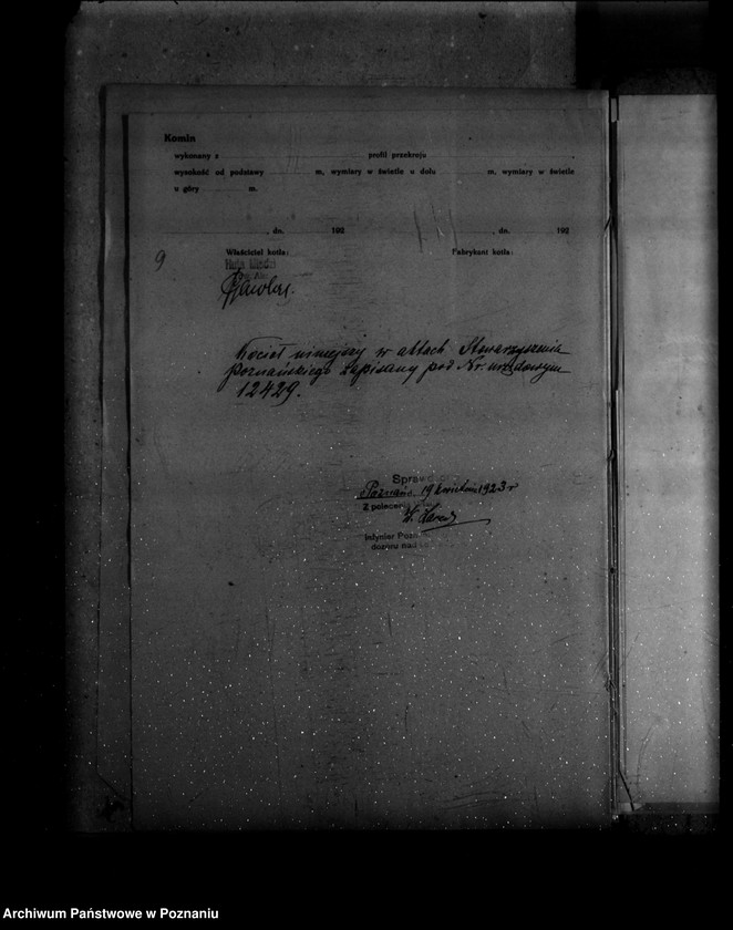 Obraz 13 z jednostki ""Huta miedzi" Towarzystwo Akcyjne Rudnicze powiat poznański nr porządkowy kotła 107"