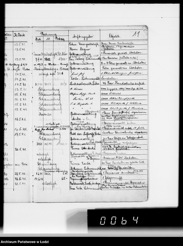 Obraz 16 z jednostki "Aufträge für die Abteilungen "Kurschnerei", "Polsterei", "Sattlerei", "Lederwarenabteilung""