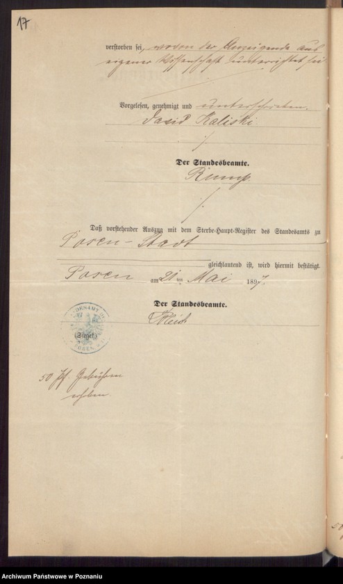 Obraz 19 z jednostki "Die von den Verlobten beigebrachten Urkunden zur Eheschliessung pro 1897"