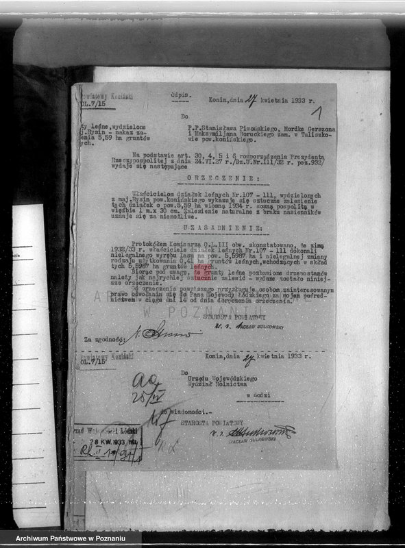Obraz 5 z jednostki "Sprawa wydzielenia gruntów leśnych z majątku Rysin powiat koniński"