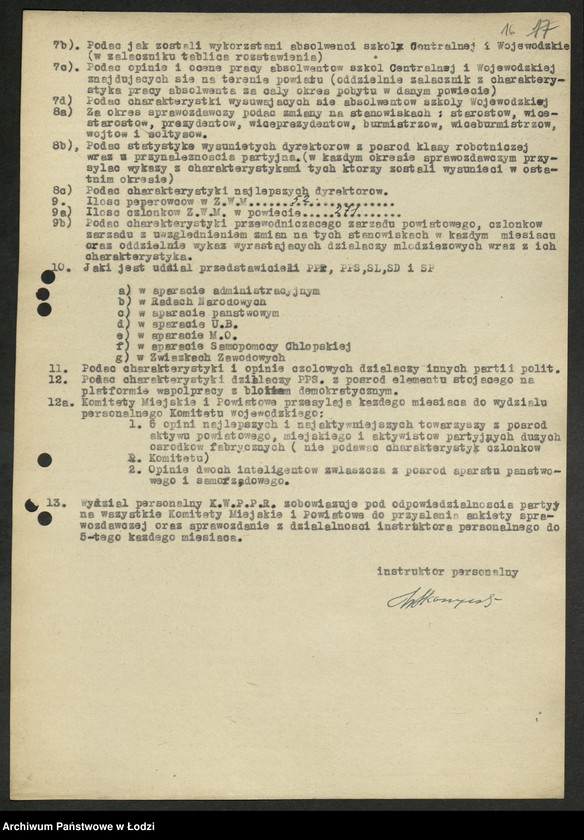 Obraz 17 z jednostki "Ankiety sprawozdawcze instruktora Komitetu Powiatowego Łowicz [z załącznikami]"