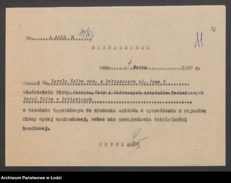 Obraz 18 z jednostki "Karol Kolbe w Pabianicach- garbarnia i wytwórnia artykułów technicznych"